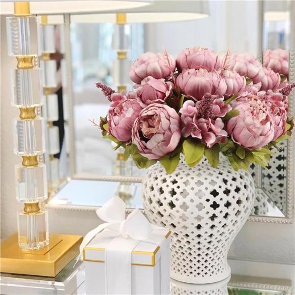 2Pcs Artificial Peonies Fake Flowers for Decoration, Faux Peony Silk Flowers - Picture 6 of 12